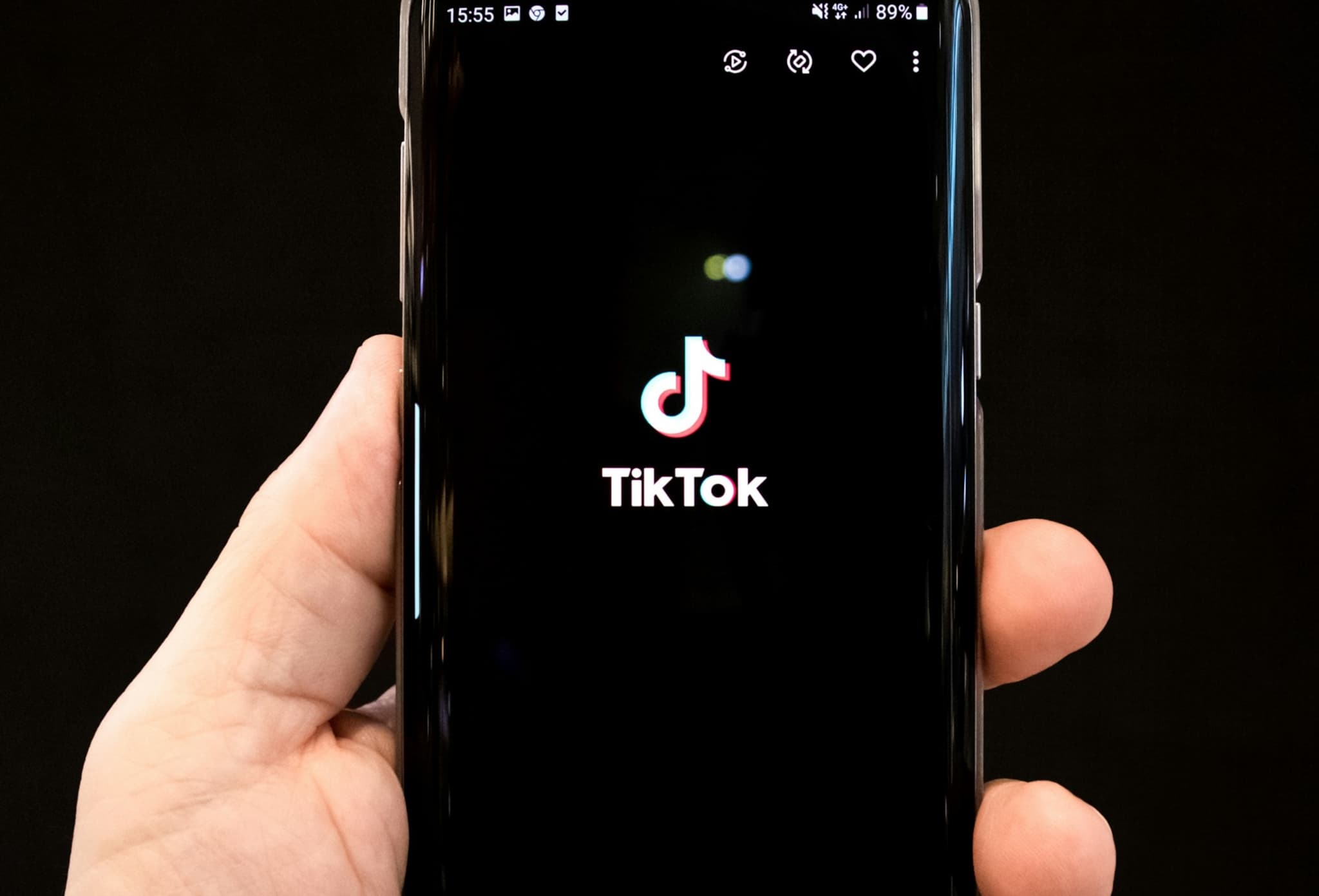 Phone with the TikTok logo on it. 