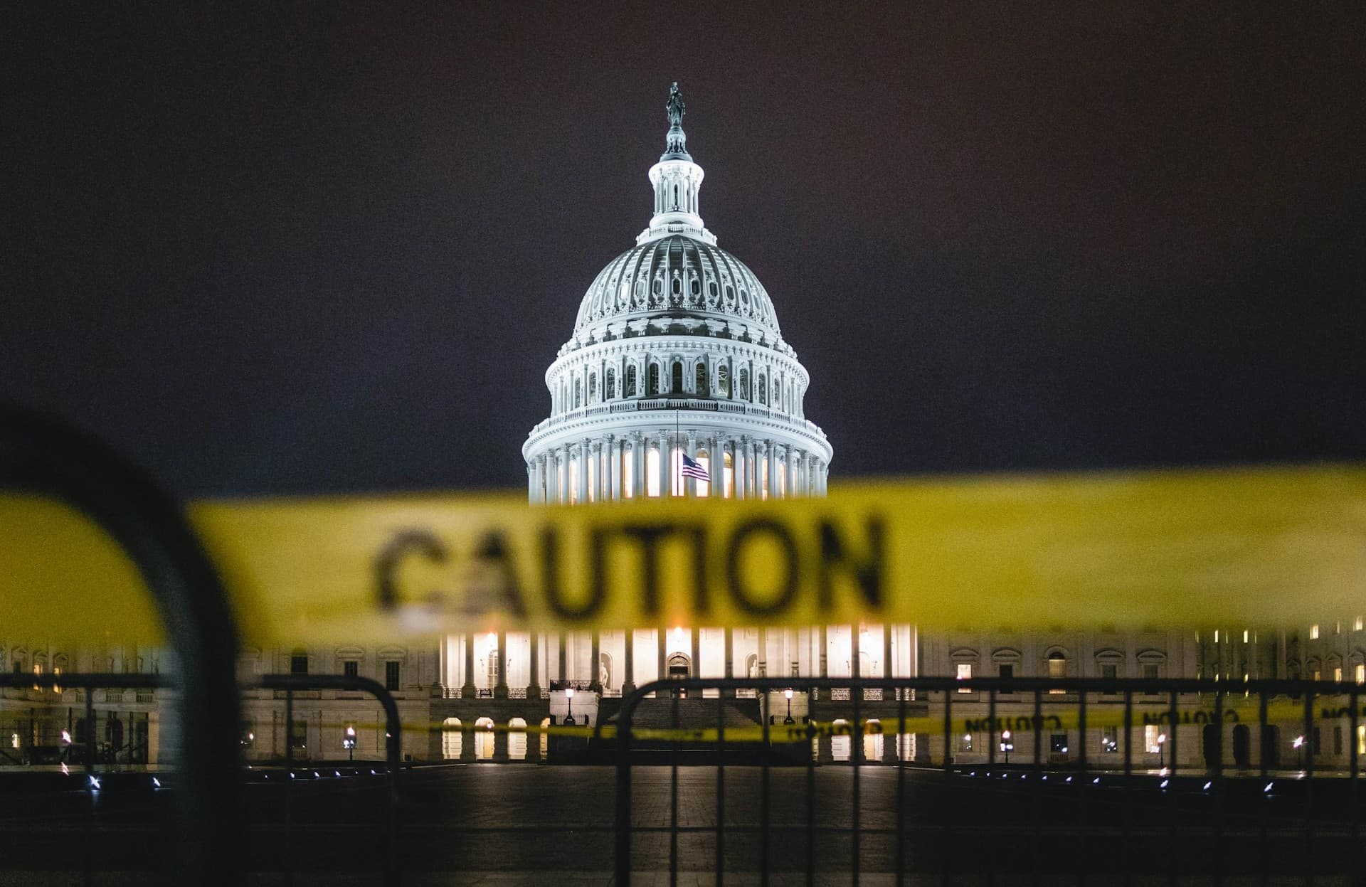 US Capitol Building with caution tape in front.