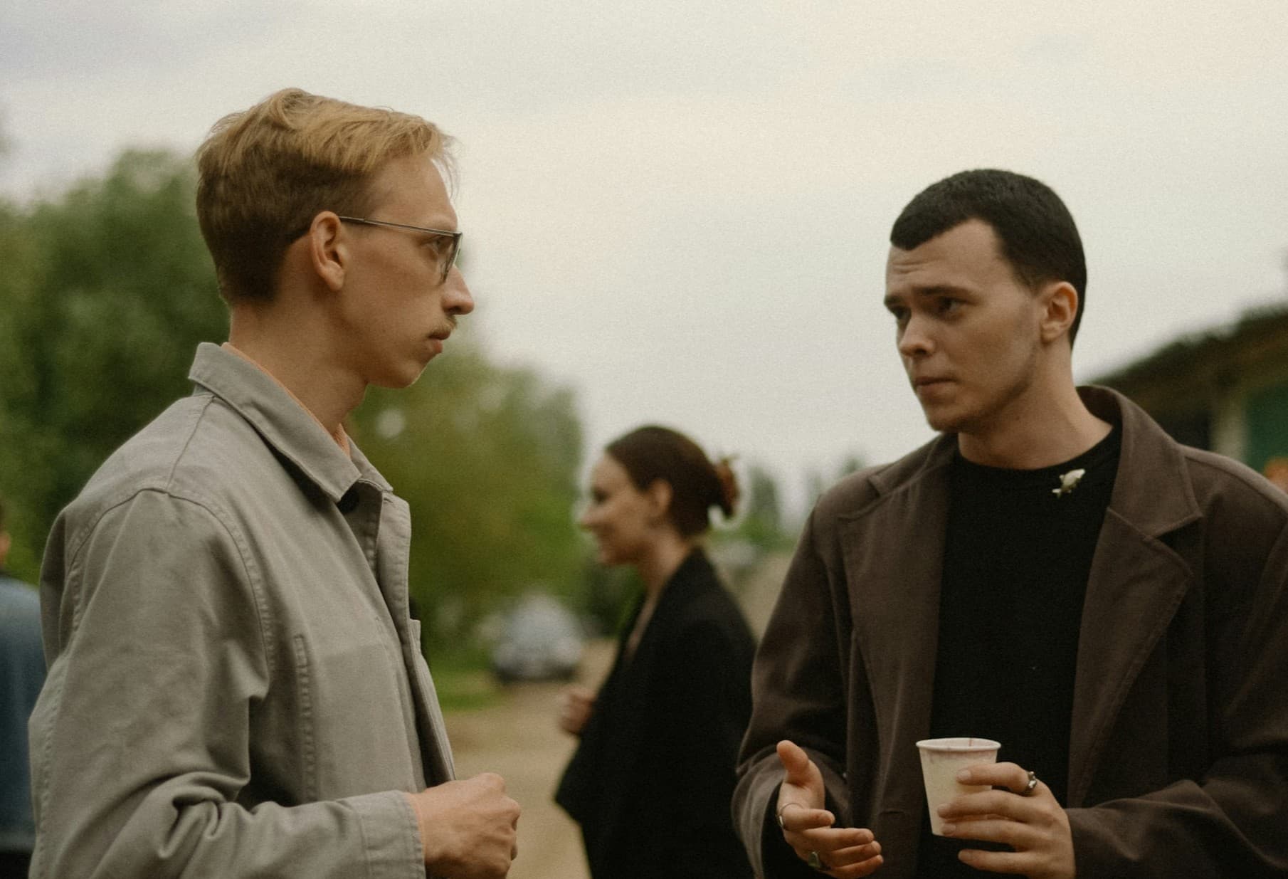 Two people talking. 