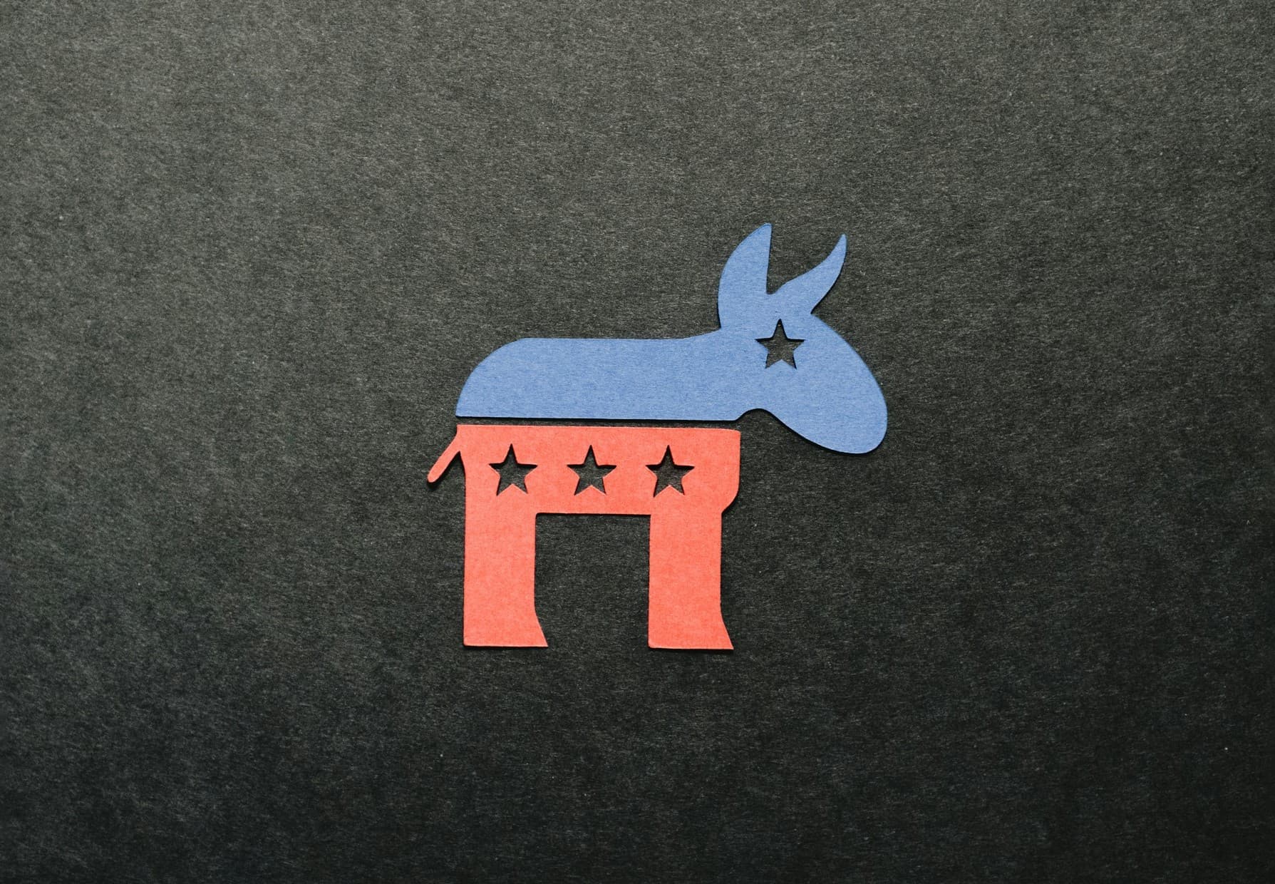 Democratic Party donkey over a black background.