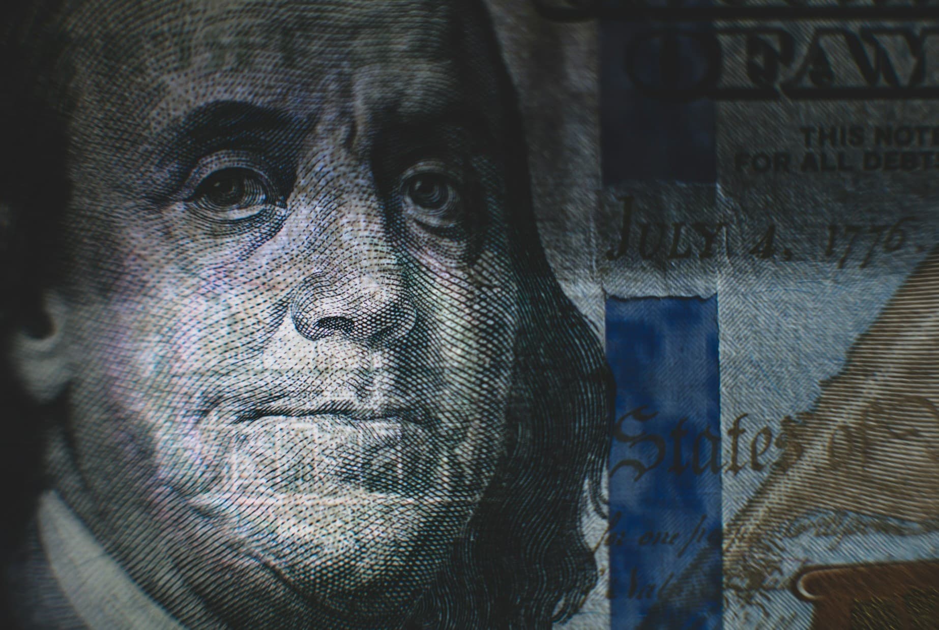 Close up on a 100-dollar bill.