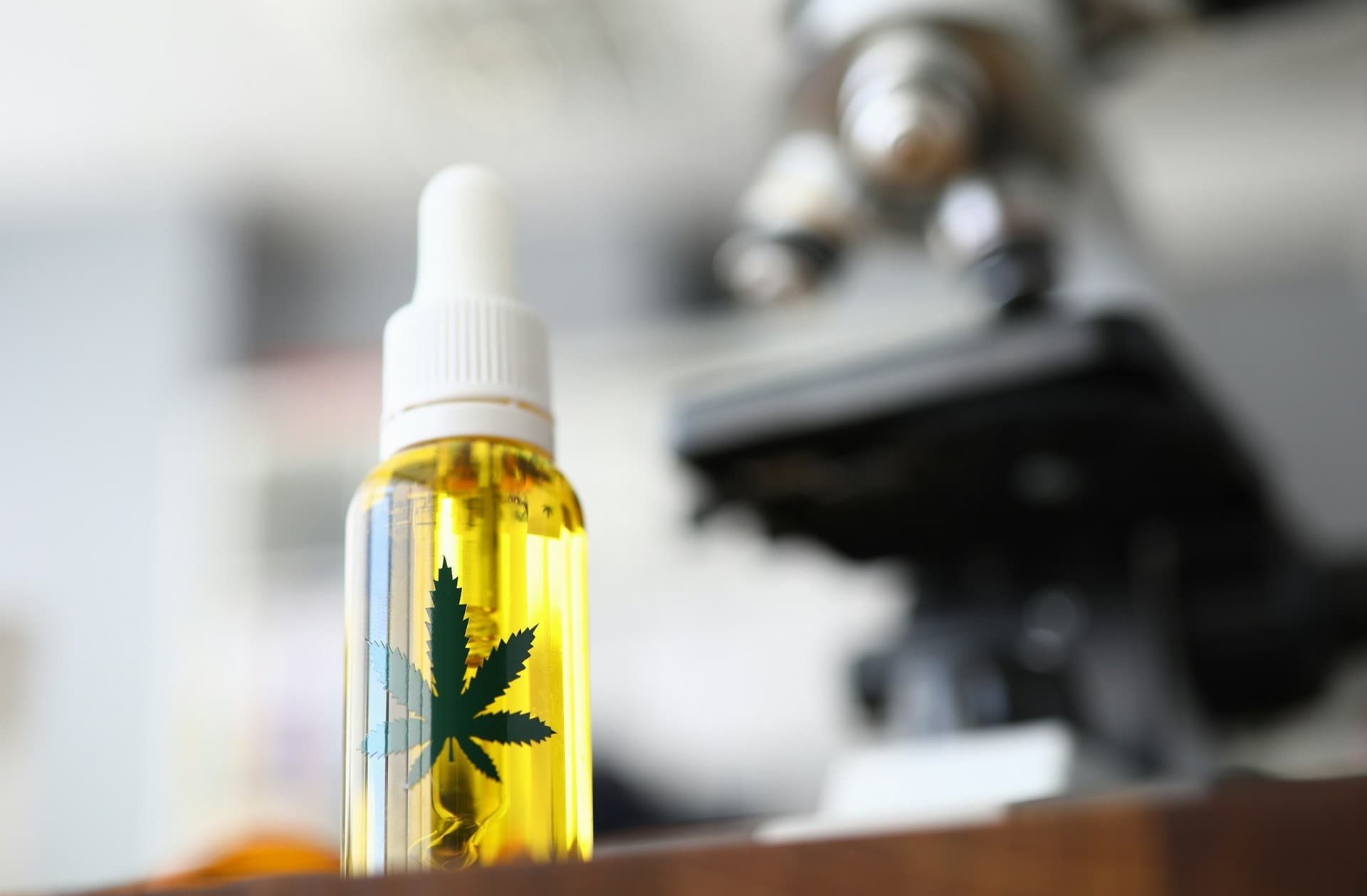Bottle with a cannabis plant on it. 