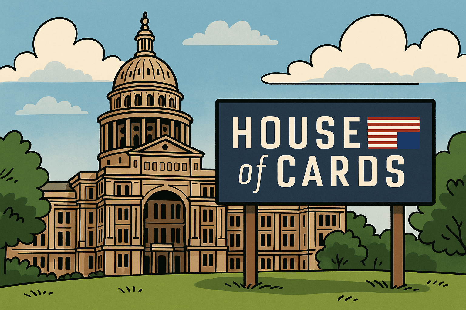 House of Cards logo in front of Texas Capitol