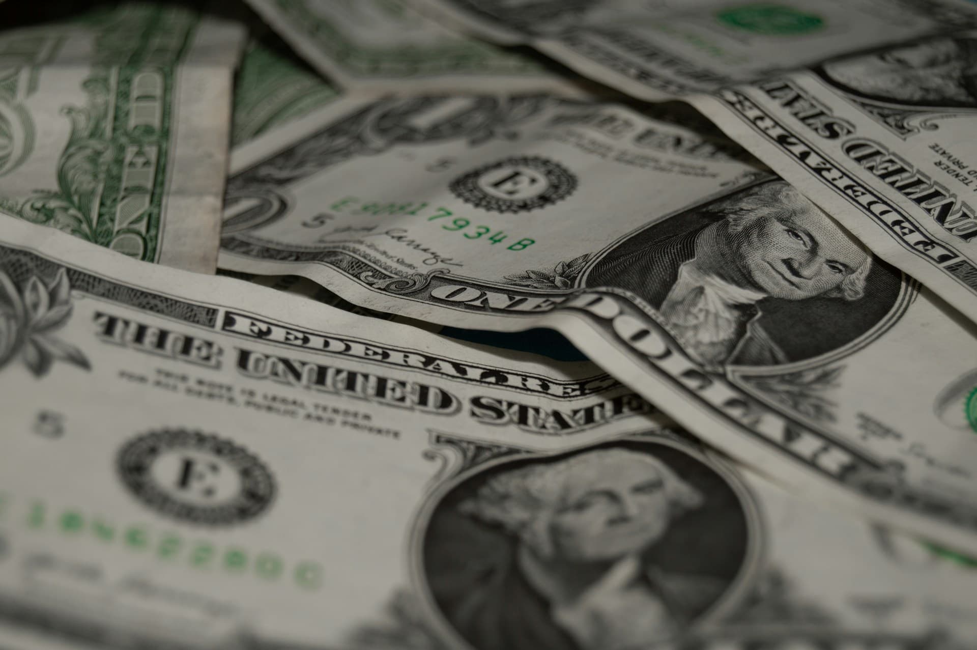 stacks of cash. 