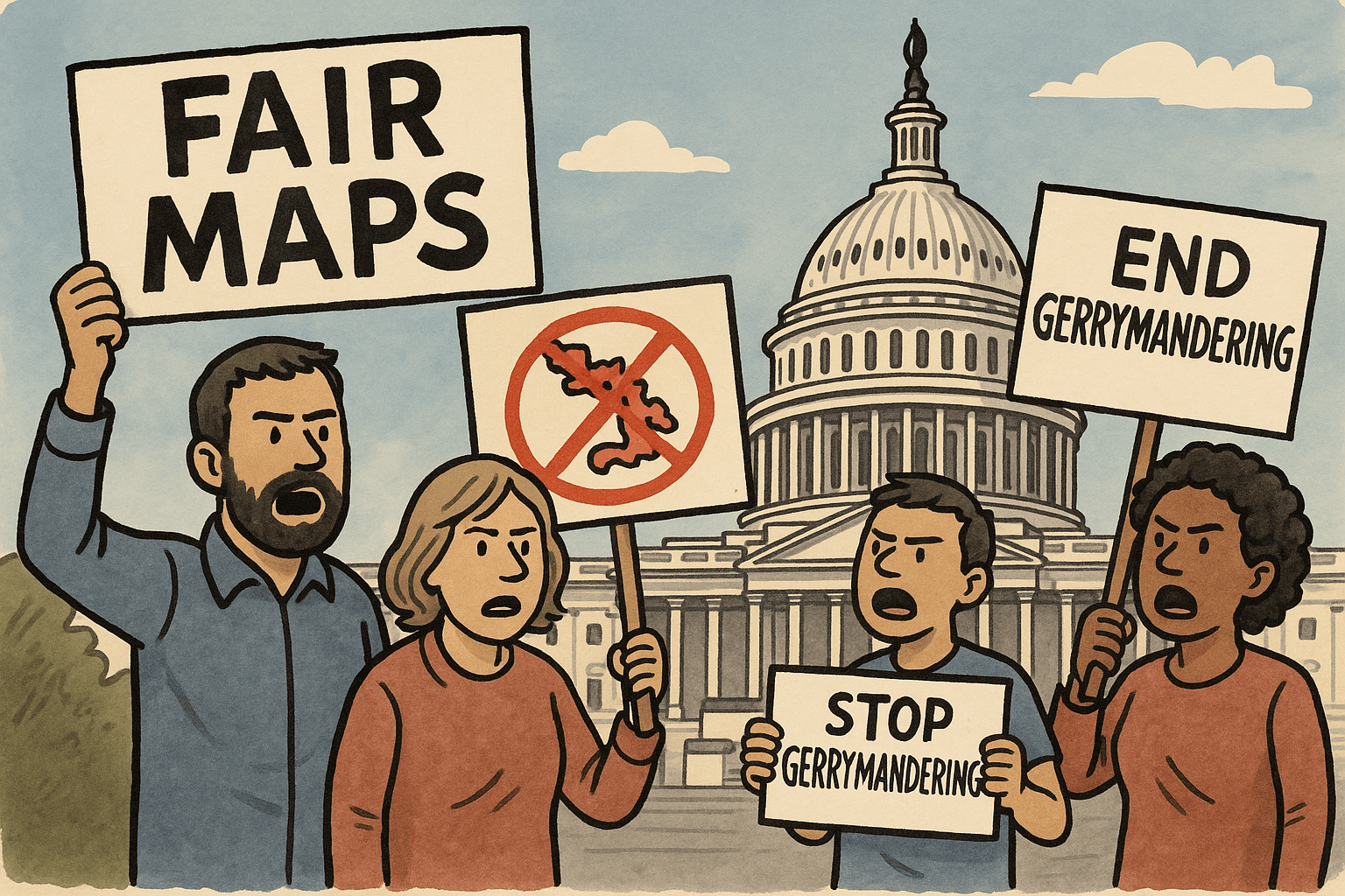 gerrymandering protest outside US capitol building. 