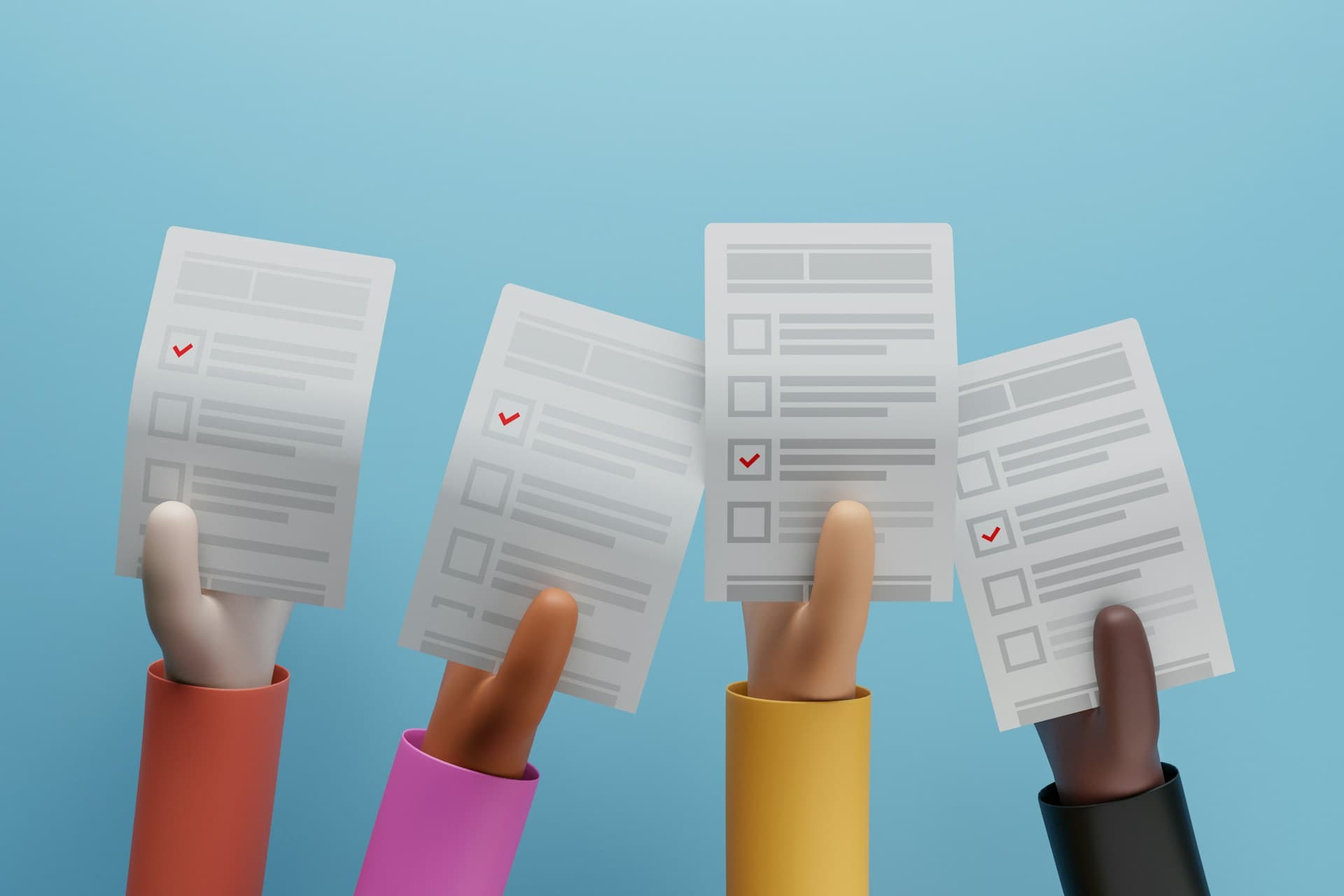 hands holding ballots