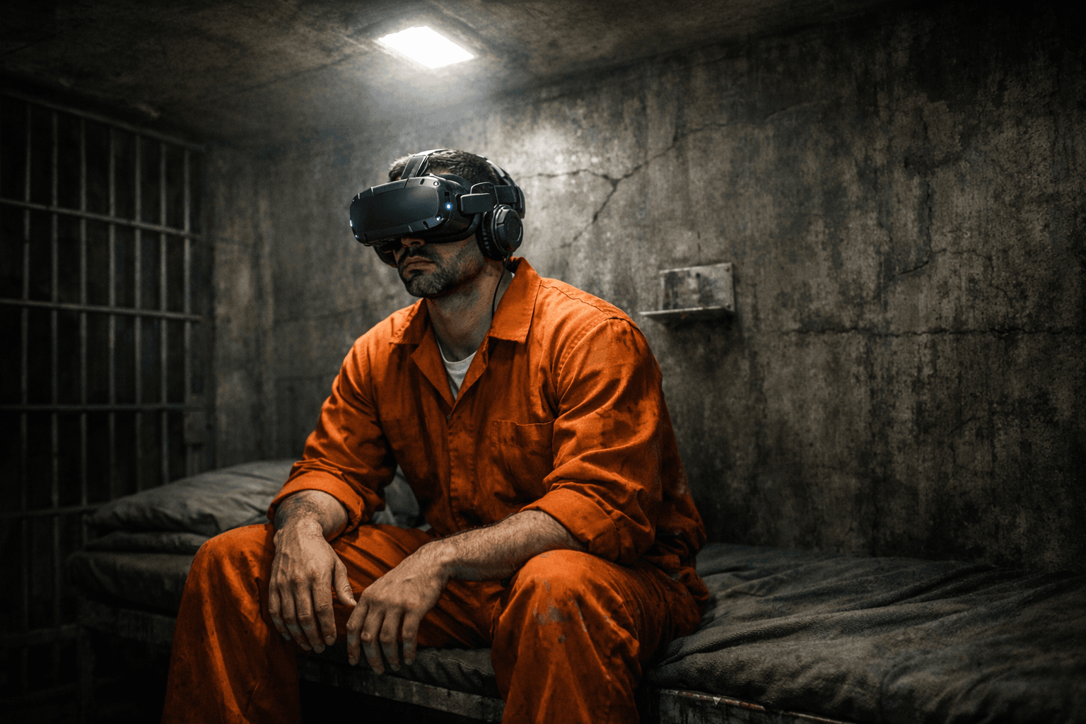 Prisoner Wearing Virtual Reality Headset