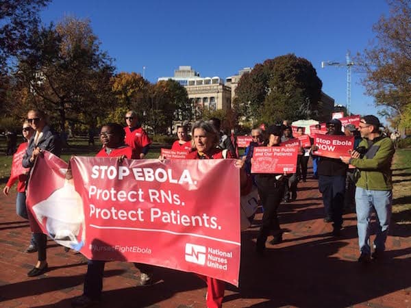 Ebola Strikes Mask Collective Bargaining Disputes at Some Hospitals