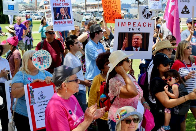 Trump Impeachment March Draws Hundreds of Protesters, Counter-Protesters in San Diego