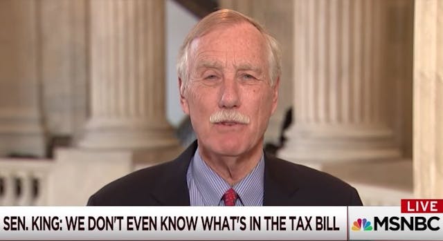 Angus King on Tax Reform: "Calls To My Office Running 50-to-1 Against This Bill"